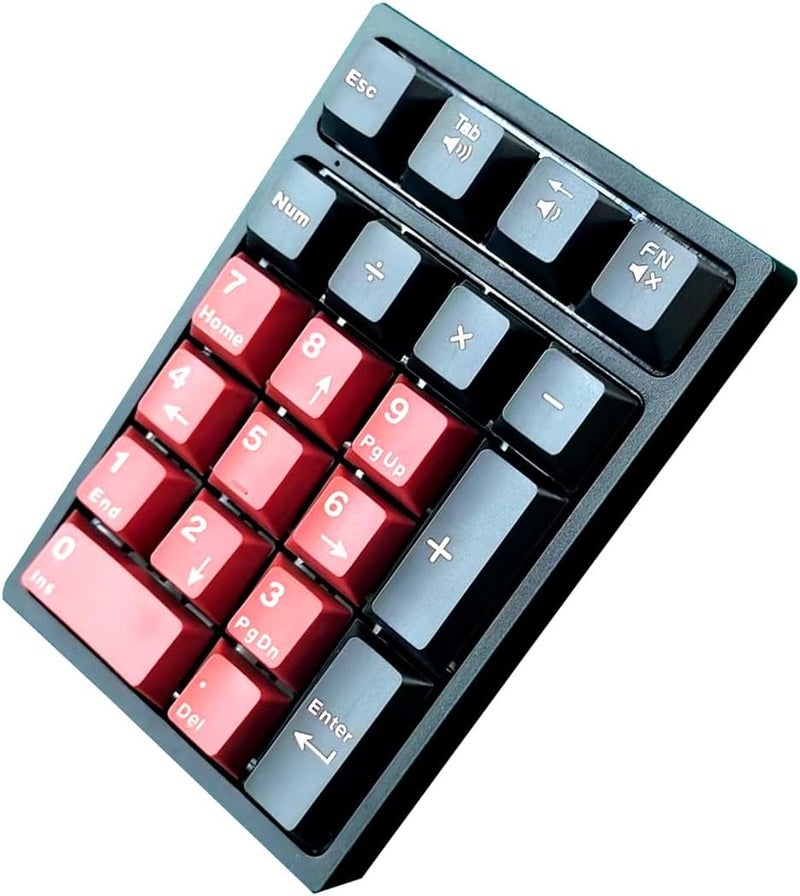 Boyi TD21 Hot Swap Numpad,21 Keys Mini Numpad Portable Keypad Bluetooth5.0/2.4G/Wired Number Pad Keyboard PBT Keycaps RGB Backlit Type-C Mini Keyboard (Black Red Cherry Keycaps) - Image 5